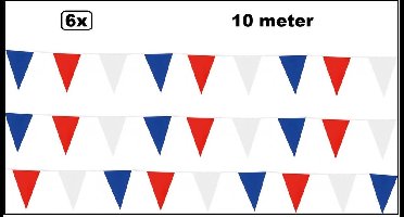 6x Vlaggenlijn Holland 1000cm - vlaglijn rood/wit/blauw- festival blok vlaglijn thema feest festival verjaardag landen
