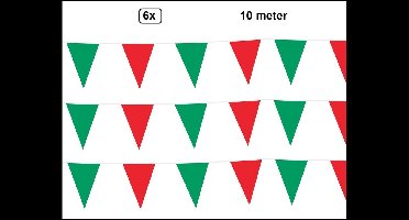 6x Vlaggenlijn groen/rood 1000cm - Vlaglijn festival blok vlaglijn thema feest festival verjaardag landen