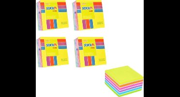 Stick'n Memokubus sticky notes - 4 pack - 76x76mm, regenboog, 1600 memoblaadjes