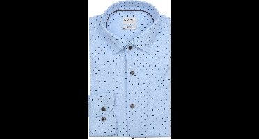 OLYMP Overhemd Level 5 Print Lichtblauw - Maat 39 - Heren - Overhemden Formeel