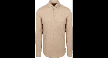 Suitable Camicia Poloshirt Beige - Maat XL - Heren - Longsleeve polo - Polo shirt Heren met Lange mouwen
