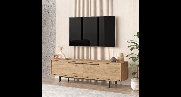 Kast – Opbergkast – Dressoir – TV Meubel – Kledingkast – 2 Deuren – Eikenhout Spaanplaat – 160x36x45 cm