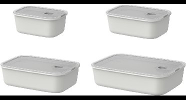Mepal Vershouddoos 4 delig EasyClip - 700 ml. 1000 ml. 1500 ml. 2250 ml - Vershoudbakjes met schuifsluiting - Geschikt voor magnetron. stoomoven. koelkast en vriezer - Nordic white