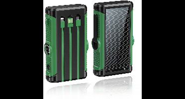 Nood Powerbank 22,5W PD - 20.000mAh – Handzwengel & Zonne-energie – Draadloos Opladen – LED Zaklamp – Outdoor Noodoplader