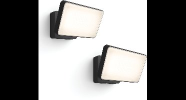 Philips Hue Welcome Set van 2 Verstralers (Zwart) - Buitenlamp - Warmwit Licht - Hue White