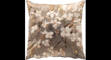 Dutch Decor SUZY - sierkussen 45x45 cm - bloemenprint - Driftwood - taupe - Inclusief binnenkussen - Luxe kussens voor woonkamer & bank