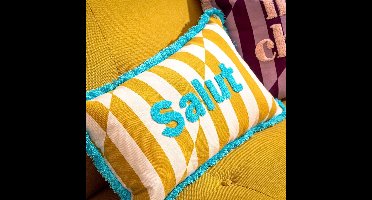 Dutch Decor SALUT - kussenhoes 30x50 cm - gestreept - 100% katoen - Mineral Yellow - geel - met rits - zonder binnenkussen