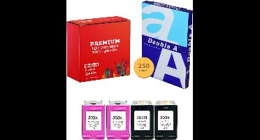 4-pack Geschikt voor HP 303XL Inktcartridges + pak DoubleA papier - Geschikt voor HP Envy 6255 - 6222 - 6234 - 7155 - 7858 - 7220 - 6230