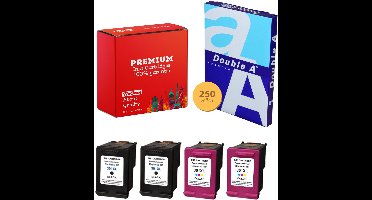 4-pack Geschikt voor HP 301XL Inktcartridges + pak DoubleA papier - Geschikt voor HP Deskjet 1000 - 3510 - HP Envy 4500 - 5530 - Officejet 2620 - 4630