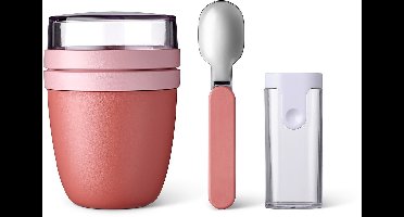 Mepal Lunchpot met Vouwlepel Ellipse - 500 + 200 ml - Yoghurt en Muesli beker to go - Geschikt voor vriezer. magnetron en vaatwasser - Vivid mauve