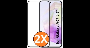 Full Cover Screenprotector Geschikt voor Samsung Galaxy A57 Zwart 2pack - Volledige Beschermglas Tempered Glass