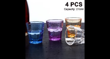Oneay Set van 4 onbreekbare acryl waterglazen 210ml – Lichtgewicht en vaatwasbestendig – Geschikt voor horeca en dagelijks gebruik