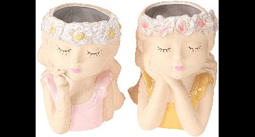 Bloempot Keramiek Dreaming Girl Assorti H19.5cm 2st, 2 Stück
