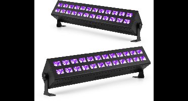 BeamZ set van 2 BUV243 blacklight bars - 24 x 3W UV LED's - DMX - Stroboscoop functie