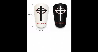 KING OF KINGS – Wit & Zwart – Christelijke Shin Pads – Set van 2 Mini Scheenbeschermers Voetbal 10x6 cm – Ultralicht