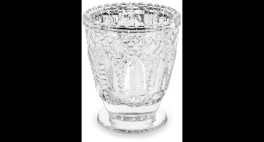 PARTYDECO - 4 transparante glazen theelichthouders 8 cm voor Kerstmis