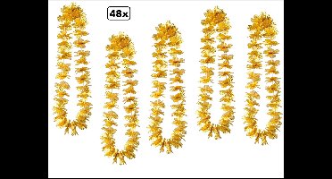 48x Hawai slinger goud - bloemenkrans - Thema feest hawaii krans huwelijk