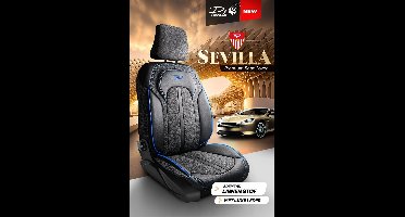 Stoelhoezen Opel Astra 2004 – 2010 – Sevilla premium seat cover - Antraciet blauw - Ademend linnen stof met luxe leder – premium uitstraling (Voorstoelen set 2 voorstoelen)