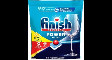 Finish Powerball Lemon Vaatwastabletten All in 1 max - Voordeelverpakking - 48 tabletten - Ontvetter