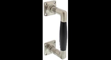 Intersteel Handgreep Ton basic 75/150mm op vierkant rozet nikkel mat/zwart