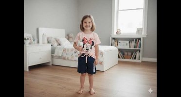 Minnie Mouse Meisjes Pyjama – T‑shirt & Shorts – Zomerpyjama – Roze/Blauw – Comfortabel Disney Nachtsetje