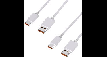 2X USB C naar USB 6A Snellader Kabel Wit - 1 meter - Oplaadkabel voor Xiaomi Poco M8 5G / Poco M8 Pro 5G