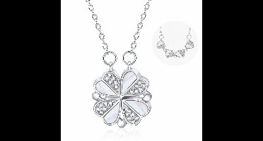 Klavertje Vier Ketting Dames Zilver – Hartjes Hanger – Cadeau voor Haar