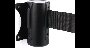 IVOL Wandcassette met uittrekbaar lint voor afzetpalen - Zwart - Afzetpaal - Zwarte wandhaak