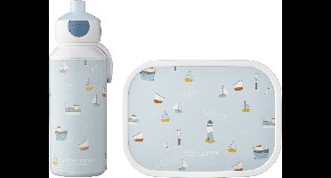 Mepal lunchset (pop-up fles & lunchbox) Campus Little Dutch - 400 + 750 ml - Broodtrommel en Drinkbeker voor kinderen - Bento box - Pop-up drinkfles - Sailors Bay