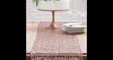 Tafelloper Pailletten Rosé Goud - 30 x 275 cm