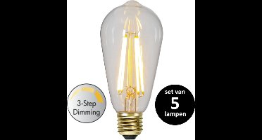 3 standen Edison lamp - 6.5W - set van 5