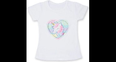 Eenhoorn tshirt meisje - pailletten eenhoorn shirt - Unicorn T-shirt pailletten - maat 92/98 / S - meisjes eenhoorn shirt 2 - 3 jaar