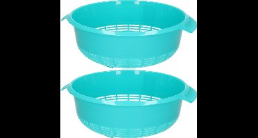 PlasticForte set van 2x stuks kunststof keuken vergieten van 27 x 10 cm in de kleur blauw -ã¯â¿â½keuken accessoires