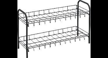 Metaltex - Shoe 2 - Tomado Schoenenrek - Schoenen opbergsysteem - Schoenenrekje - 2 lagen - Zwart - 6 paar schoenen - 64x23x37 cm