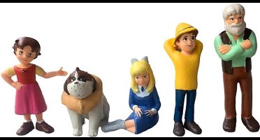 5x Heidi figuurtjes (met o.a. Heidi, Peter en Joseph +/- 7 cm)