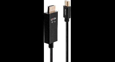 LINDY 40921 DisplayPort-kabel Aansluitkabel Mini DisplayPort-stekker, HDMI-A-stekker 1.00 m Zwart