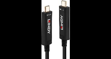 LINDY 38503 USB-C-displaykabel Aansluitkabel USB-C stekker, USB-C stekker 15.00 m Zwart