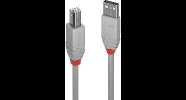 LINDY USB-kabel USB 2.0 USB-A stekker, USB-B stekker 5.00 m Grijs 36685