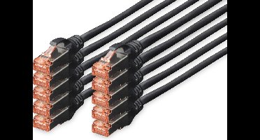 CAT6 sFTP kabel 1 meter Zwart - 10 stuks