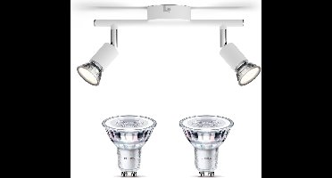 Philips Limbali Opbouwspot (Wit) - Warmwit Licht - Plafondspot met 2 Lichtpunten - GU10 - SceneSwitch - Eenvoudig Dimbaar met Je Klassieke Schakelaar