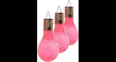 Lumineo solar tuin 6x stuks LED ophang verlichting/lampjes rood 14 x 8 cm - Tuinverlichting op zonne-energie