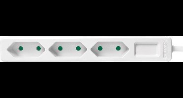 Stekkerdoos met 3 niet-geaarde contacten / wit - 1,5 meter