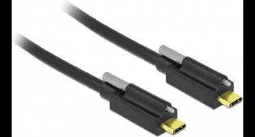 USB-C naar USB-C kabel met 1 schroef - USB3.2 (tot 10 Gbit/s) - PD tot 20V/3A - video tot 8K 30Hz / zwart - 2 meter