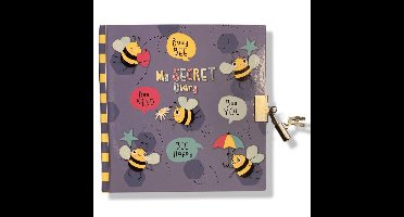 My Secret Diary - Dagboek - Bee Grijs 15x15cm met slotje en 2 sleutels