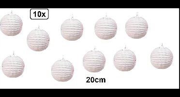 10x Lampion 20cm wit - festival Huwelijk trouwen thema feest verjaardag party papier BBQ strand licht fun