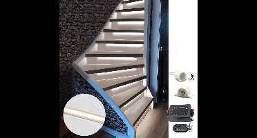 Trapverlichting led bewegingssensor set - Led strips 50 cm met helder wit licht - Set voor max. 16 treden - Bedienen via dimmer