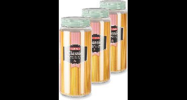 Plasticforte keuken voedsel voorraadpot - Set van 10x stuks - weckpot - mintgroen - 2 liter - kunststof - met deksel - 11 x 25 cm