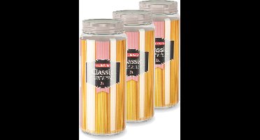 Plasticforte keuken voedsel voorraadpot - Set van 12x stuks - weckpot - taupe - 2 liter - kunststof - met deksel - 11 x 25 cm