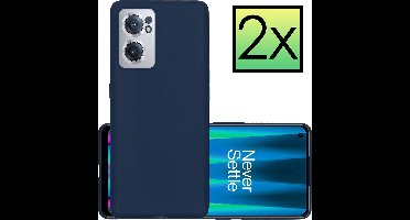 Hoesje - 2 Stuks - Geschikt voor OnePlus Nord CE 2 - Sterk & Shockproof - Case Siliconen - Back Cover - Telefoon Hoes - Donkerblauw
