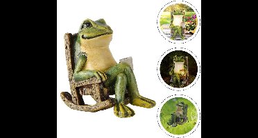 Miniatuur Kikker Tuinbeeld - Accessoires voor Feeëntuinen - Buitenverlichting Zonne-Energie Tuin Kikker Decoratie - Kunst Housewarming Cadeau voor Patio, Tuin, Gazon Ornament, 3,89"X2,36"X3,93